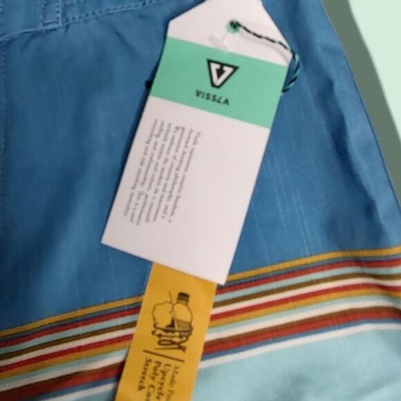 NEW Vissla Dredges Board Shorts Surf Sz 27 Upcycle Stretch Blue Retro Colorblock - Picture 9 of 9
